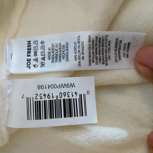 Joe Fresh| NWT Off-White Textured Patterned Crew Neck Sweater With Side Slit - Picture 12 of 14